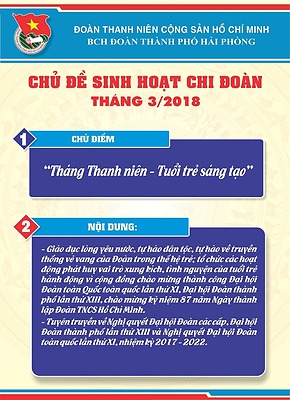 Tài liệu sinh hoạt chi đoàn và công tác giáo dục đoàn viên, thanh niên trong tháng 3/2018